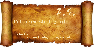 Petrikovich Ingrid névjegykártya